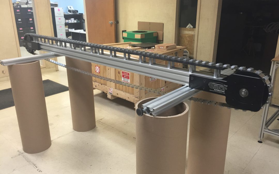 Stainless Steel Conveyor Belt with Custom Product Handling Attachments for Electrical Connector Component Manufacturing